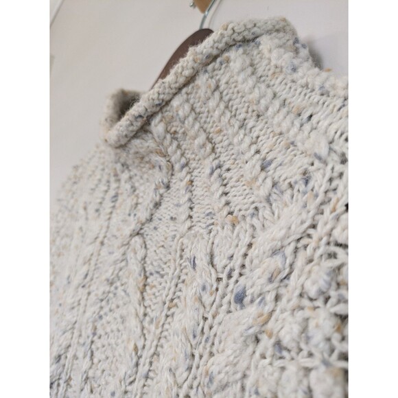 Vtg Express Tricot Handknit Cream Sweater Angora Wool Chunky Fisherman Medium - Picture 3 of 10